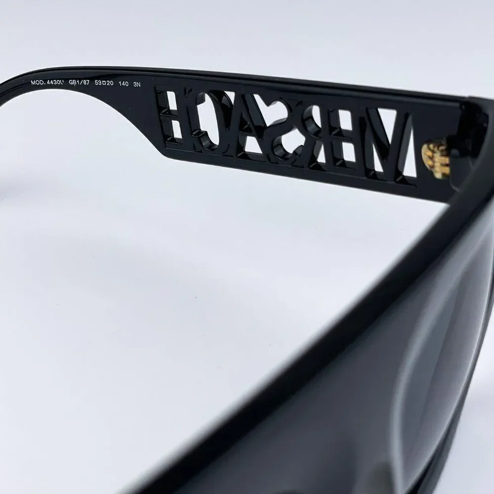 NEW Versace VE4430U GB1/87 Black Dark Grey Frame Logo Square Men Sunglasses